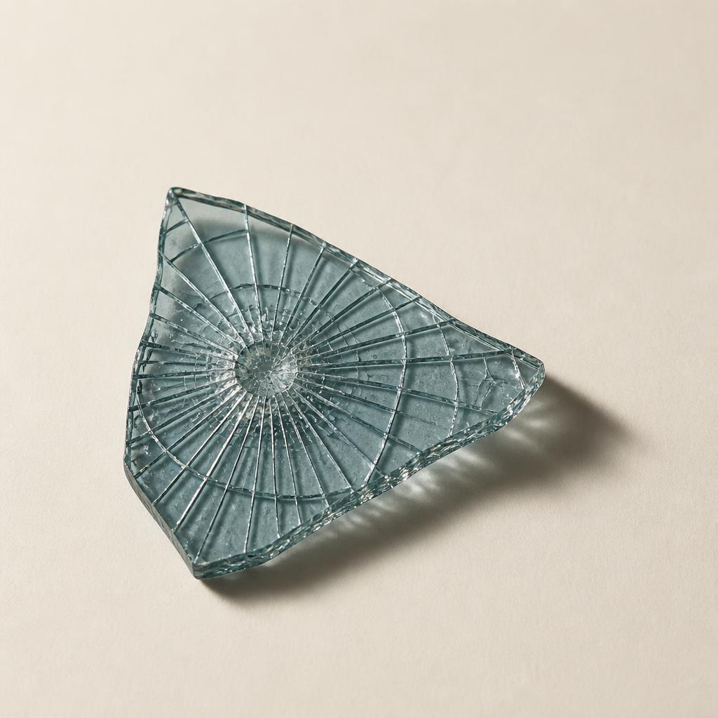 Broken automotive glass photographed in studio light